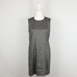 Theory Adraya Women's Small Gray Linen Blend Crewneck Shift Mini Dress
